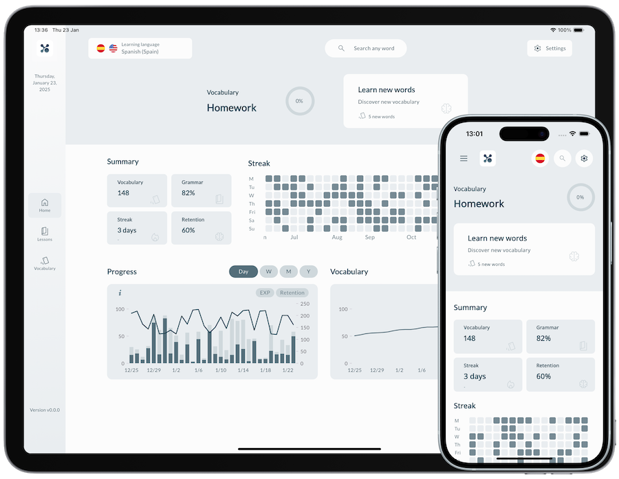 Lexemica Screen - AI Language Learning App